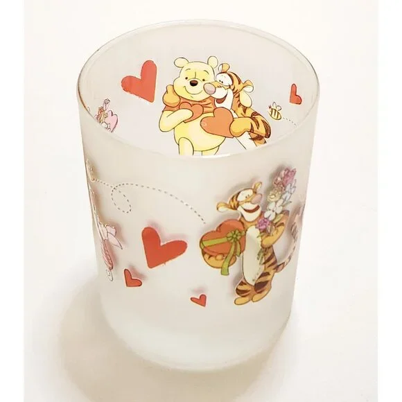 Winnie The Pooh Tigger Piglet VALENTINE'S DAY Frosted Glass Candle Holder 4.25" - Picture 8 of 12